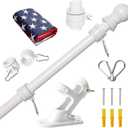 NELXINJO 5FT Flag Pole with Bracket and 3x5 Embroidered US Flag,Professional Stainless Steel No Tangle Spinning Pole and Flag Pole Kit with Bracket for Residential or Commercial