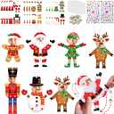 Funrous 24 Pack Christmas Photo Craft Ornament Kit DIY Add Your Own Face Christmas Ornament Funny Personalized Santa Claus Reindeer Nutcracker Gingerbread Man Snowman Elf Ornaments Gift Xmas Decor