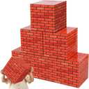 Outus 6 Pcs Video Game Brick Boxes 11.8" Brick Wrapping Paper Cardboard Red Brick Building Blocks Mystery Boxes Props Comic Party Supplies for Birthday Holiday Party Fireplace Decor
