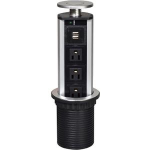 Retractable -Up Power Socket 3 US Plug and 2 USB Charging Ports, Electric Socket for Table Pulling Up/Outlet Desktop Worktop, Multi-functional for Office Home, Meeting Room