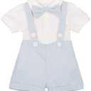 Baby Boy Gentleman Formal Suit Tuxedo Bowtie Romper Suspenders Cake Smash Outfit Wedding Bib Pants Overalls Clothes 90