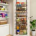 Over The Door Pantry Organizer, Wall Mount Spice Rack, Pantry Hanging Storage and Organization, 8 Adjustable Baskets Heavy-Duty Metal for Home & Kitchen, Back of Door Seasoning Rack - Black