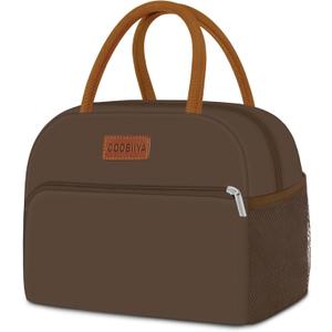 Coobiiya Lunch Bag Women, Lunch Box for Women Adult Men, Small Leakproof Cute Lunch Tote Large Capacity Reusable Insulated Cooler Lunch Container for Work/Office/Picnic/Travel-Brown