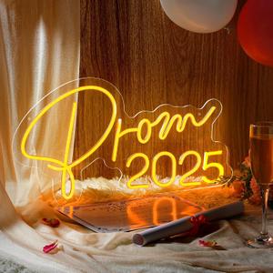 Prom 2025 LED Neon Sign 20 x 10.6 Inch Graduation Party Decorations Congrats Gradate Lighted Wall Art Sign Prom 2025 Congratulations Sign for Birthday Wedding Graduation Party Gift Wall Decor