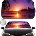 Windshield Sun Shade, Foldable Purple Sunset Vehicle Windshield Protecion Heat Reduction Front Windshield Sun Shade Blocks UV Rays for Car