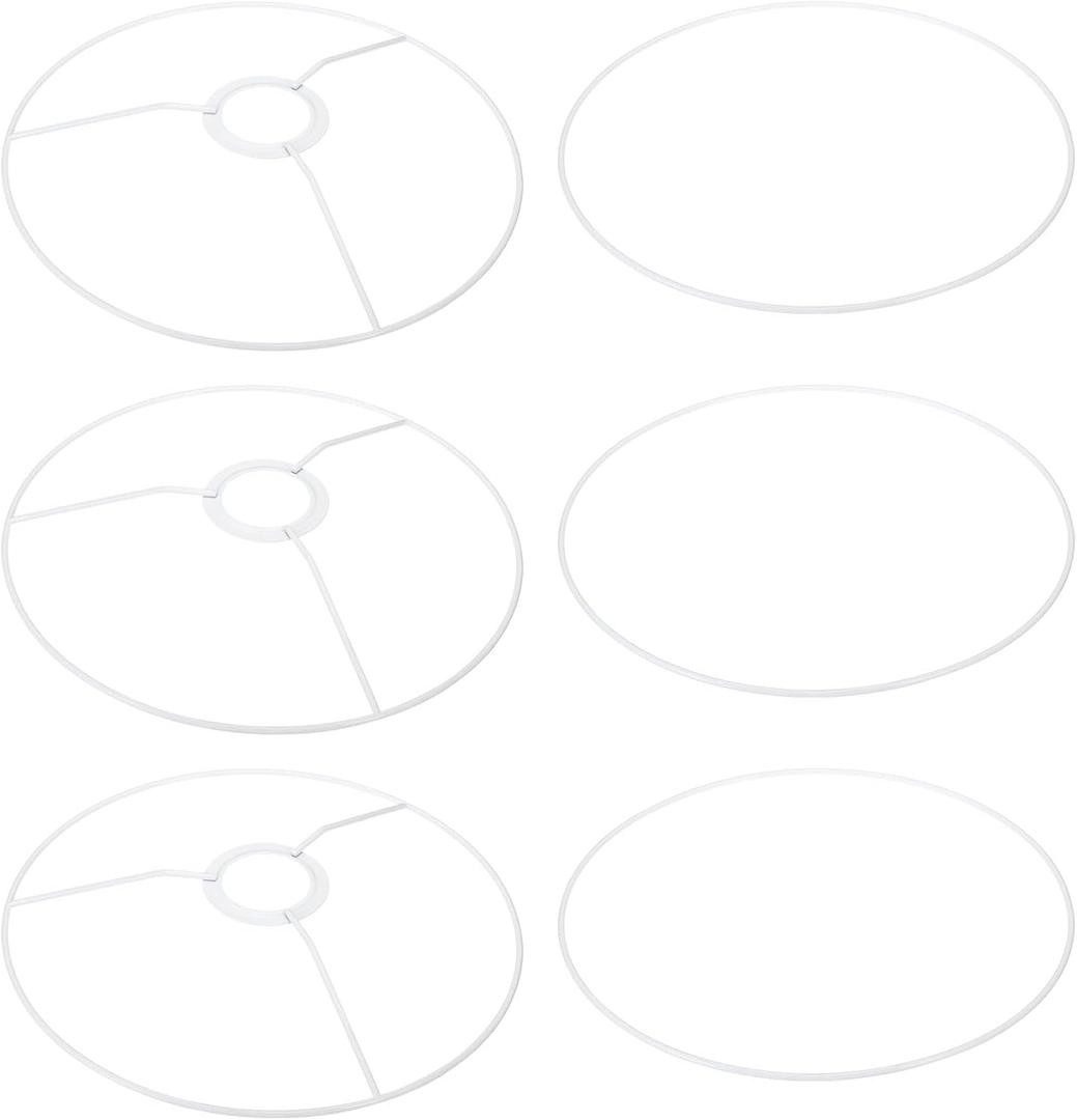 PATIKIL 10 Inch E26 E27 Lamp Shade Ring Frame with European Fitter, 3 Pack Lampshade Holder Wire Frame DIY Drum Ring for Table Floor Lamp White