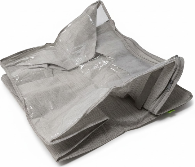 Under Bed Fabric Zipper Storage Container Bags with Window and Handles, 1-Pack, 20x20 , Gray