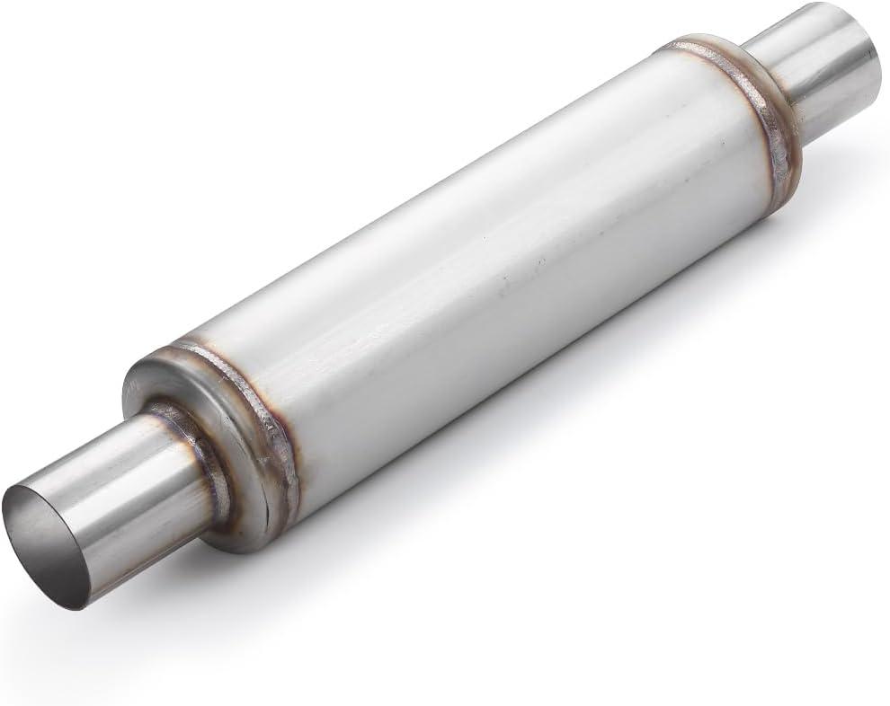 A-KARCK 2.25" Inlet Exhaust Resonator, 2.25" Inlet 2.25" Outlet 20" Overall Length Resonator Stainless Steel