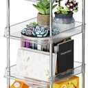 LUCKNOCK Slim Rolling Storage Cart for Small Spaces, 6-Tier Bathroom & Kitchen Organizer with Wheels, Narrow Mobile Shelving Unit, Stackable Design for Office, Laundry Room, and Tight Corners (Clear)