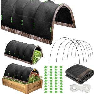 CIEOVO Plant Shade Cloth Set, 6 Sets of Greenhouse Hoops Clips for Raised Beds and Rope 6.56' x 4.9' Plant Umbrellas 70% Sunblock Shade Cloth for Greenhouse Outdoor Plants Vegetables