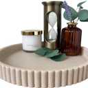 OAKOA Beige Resin Decorative Trays for Decor - Coffee Table Decor Tray Ottoman Tray for Living Room - Nightstand Round Table Centerpiece for Candle
