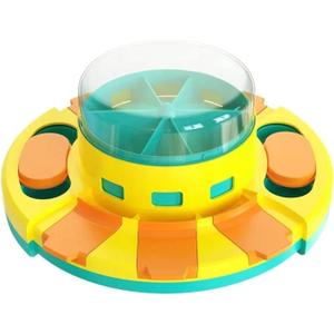 Piggy Poo and Crew Treat Popper Slow Feeder Interactive Food Dispenser Puzzle Game for Dogs Puppies Rabbits Pigs Small Animals (Blue and Yellow)