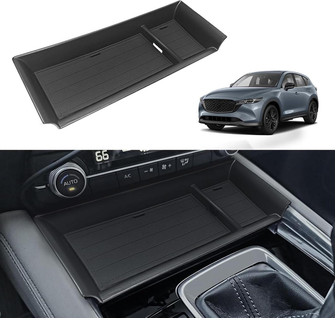 Muslogy Center Console Front Organizer Compatible with Mazda CX5 CX-5 Accessories 2022-2025 Tray Storage Coin Holder Gear Shifter Front Storage Inserts Organizer Armrest Box Secondary Accessories