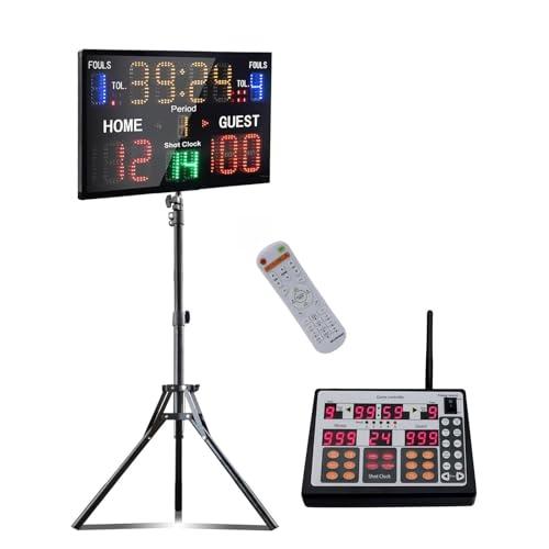YZ LED Basketball Scoreboard with Shot Clock, Digital Scoreboard with Control Panel, Electronic Scoreboard with Timer Clock, Digital Score Keeper Outdoor (With Stand)