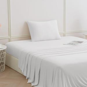 N&Y HOME StretchSnug Sheets Set Twin Size - Stretchy Sheets Deep Pockets, No Slip Stay on Bed, Firm & Tight with Corner Straps - 3 Piece Sets, White, Twin N&Y HOME StretchSnug Sheets Set Twin Size - Stretchy Sheets Deep Pockets, No Slip Stay on Bed, Firm & Tight with Corner Straps - 3 Piece Sets, White, Twin