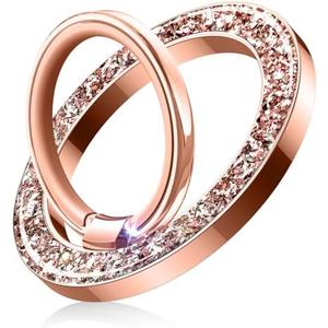 Temdan Magnetic Phone Ring Holder for MagSafe,Magnetic Cell Phone Grip Stylish Twinkle Ring Holder Stand with [Upgrade Gear Hinge], Mag-Safe Accessory for iPhone Pro Max 16-Rose Gold