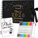 Graduation Guest Book 2026 - Class of 2026 Graduation Party Guest Sign and Photo in Book Memory, Scrapbook for High School Senior Nights Favor, College Grad Gifts, 6 x 8 Inch(Black)