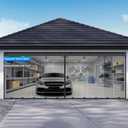 Sliding Garage Door Screen 8x7FT for 1 Car Garage Doors, Magnetic Garage Screen Door with Track Closure, Thicker 265g/ Mesh, 8x7Ft Retractable Garage Door Screen(Patent has Been published) (Black)