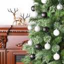 45Pcs 6cm Christmas Glitter Ball Ornaments, Shatterproof Plastic Xmas Tree Decorations for Holidays, Weddings, Parties - Black, White, Silver