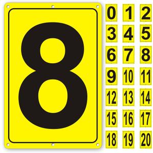 Number Sign 8 for Tennis Court, Numbered Sign for Parking Lots and Public Spaces, 12x8 inches Weatherproof and Easy to Install Metal Signs
