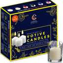 Candle Charismas Natural Yellow Unscented Votive Candles - 10 Hour Burn time - Set of 72 for Dinner, Wedding, Halloween and Holiday Decorations