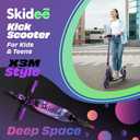 Skidee Adult & Teen Scooter Adjustable Height, Folding, Large Wheels, Lightweight, Durable, Anti-Shock Suspension, Up to 220 lbs (Deep Space)