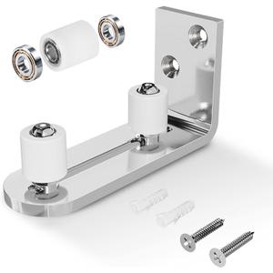 EaseLife Sliding Barn Door Bottom Floor Guide,Ball Bearings Adjustable Stay Roller,Wall Mount System,Flush Flat Bottom Design,2 Assemble Setup Options,Fit All Size Door,Brushed Chrome