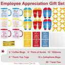 Capoda 6 Sets Employee Appreciation Gifts Bulk Inspirational Thank You Staff Mug Gift Set 12 oz Staff Inspirational Mugs Socks Thank You Tags Ribbons Cellophane Bags for Team Teacher Coworker