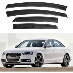 IG Window Visors Fit for 2009-2016 Audi A4 Sedan, Out-Channel Rain Guards Vent Wind Deflectors 4PC, Car Accessories for 09-16 Audi A4 (Sedan Only)