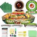 Football Party Tableware Supplies Kit, 2025 Super Bowl Party Favors Kit Serve 12, Includes Super Snack Stadium, 24 Paper Plates, 12 Knives Forks & Spoons, Napkins, and Game Cards
