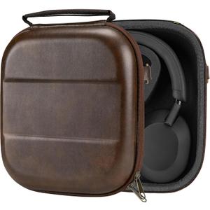 Geekria Shield Headphones Case Compatible with Sony WH-1000XM5, Bose QC Ultra II, Skullcandy Crusher ANC 2 and More, Replacement Hard Shell Travel Carrying Bag with Cable Storage (Brown)
