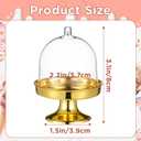 24 Pcs Mini Plastic Cupcake Stand with Dome Cover, Mini Cake Plate Stand, Gold Clear Small Cake Display Holder for Chocolate, Dessert, Wedding, Birthday, Baby Shower and Tea Party Supplies