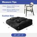 IPYNBAP Outdoor Chair Cushions Set of 2, Patio Chair Cushions with Ties,19x19+5 Tufted Outdoor Seat Cushions, Waterproof Patio Furniture Cushions, Outdoor Dining Chair Pads, Black