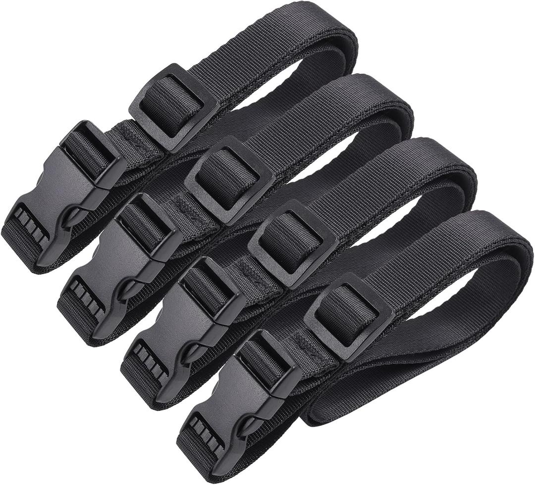 Vigorport Utility Straps Quick Release Nylon Backpack Accessory Bag Strap,Adjustable for Hiking,Travel,Outdoor Sports-4 Pack (Black, 0.75" W-40 L)