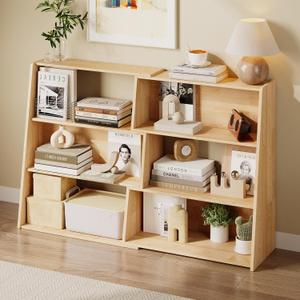 Expandable Solid Wood Bookshelf with Adjustable Design, Medium