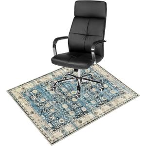 Anidaroel Home Office Chair Rug for Hardwood Floor, 36"x48" Rolling Chair Protector, Computer Gaming Rug, Low Pile Carpet Floor Mat (Blue)