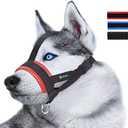 Head Strap Dog Muzzle for Small Medium Large Dogs, Soft Nylon Muzzle Anti Biting Barking Chewing(M/Red)