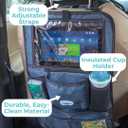 Toddleroo by North States - Hanging Car Organizer: Back Seat Car Storage Bag & Seat Back Protector - Insulated Cup Holder, 7 Storage Pockets & Tablet Holder - Navy