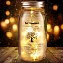 Allaugh Birthday Day Gifts for Grandma: Gifts for Mason Jar Night Light from Granddaughter Grandchildren Grandson Grandkids - Personalized Gifts Ideas for Grandmother