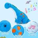 Houwsbaby 14" Blue Musical LED Dinosaur Stuffed Animal Floppy Diplodocus Plush Toy Singing Light Up Adorable Long Neck Lullaby Animated Soothe Baby Birthday Christmas Halloween for Kids Boy Toddlers