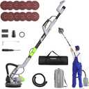 WORKPRO Drywall Sander, 720W Electric Sander with 12Pcs Sanding Discs, 7 Variable Speed 1100-1850 RPM Wall Sander with Extendable Handle, LED Light, Floor and Popcorn Ceiling Removal Tool