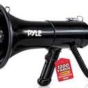 Pyle 100-Watt Square Megaphone Bullhorn, Lightweight and Portable Loudspeaker Horn with Aux (3.5mm) Input for MP3/Music, Automatic Siren, Whistle, MIC/Talk (Black), 1200 Square Yards Projection Range