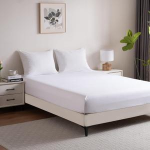 Fitted Sheet Queen Size - 16 inch Deep Pocket Bed Sheet - Soft Prewashed Microfiber - Breathable, Fade Resistant, Easy Care, 1 Queen Size Fitted Sheet Only (White, Queen)