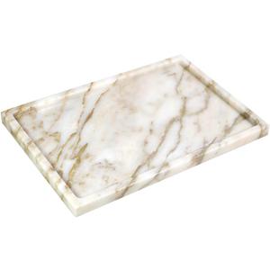 100% Natural Marble Serving Tray Luxury Marble Storage Tray for Home Decor Stone Tray for Bathroom/Kitchen/Vanity/Dresser,Plate Holder for Tissues, Candles, Towel (12" x 8" x 0.7")