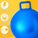 Lewtemi 2 Pcs 18 Inch Big Bouncing Ball with Handle Jumping Hopper Bouncy Ball for Adults Exercise and Air Pump for Outdoor Sports Game(Blue, Green)