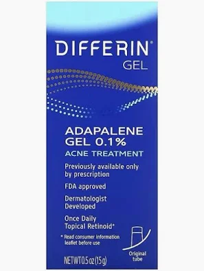 Differin Acne Treatment Gel, 30 Day Supply, Retinoid Treatment for Face with 0.1% Adapalene, Gentle Skin Care for Acne Prone Sensitive Skin, 15g Pump 