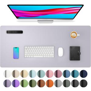 Aothia Large PU Leather Desk Pad Protector  Non-Slip Mouse Pad & Writing Mat for Office/Home, Waterproof, Easy to Clean (31.5" x 15.7", Smoky Lavender)