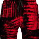 Hzcmaoyi Mens Swim Trunks with Mesh Lining, Red Black Background with Grunge Stripes Spots Quick Dry Swimsuit Board Shorts Beach Pants Swimwear Bathing Suits, 3XL