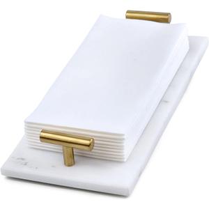 Guest Towel Holder Tray for Bathroom - White Marble-Tray - Napkin Holder for-Bathroom - Paper Hand Towel Holder.