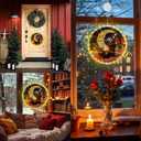 Bear Moon Flower Window Lights Decorations Circular Hanging String Lights Battery Powered Indoor for Wedding Anniversary Room Warm White (28LED)